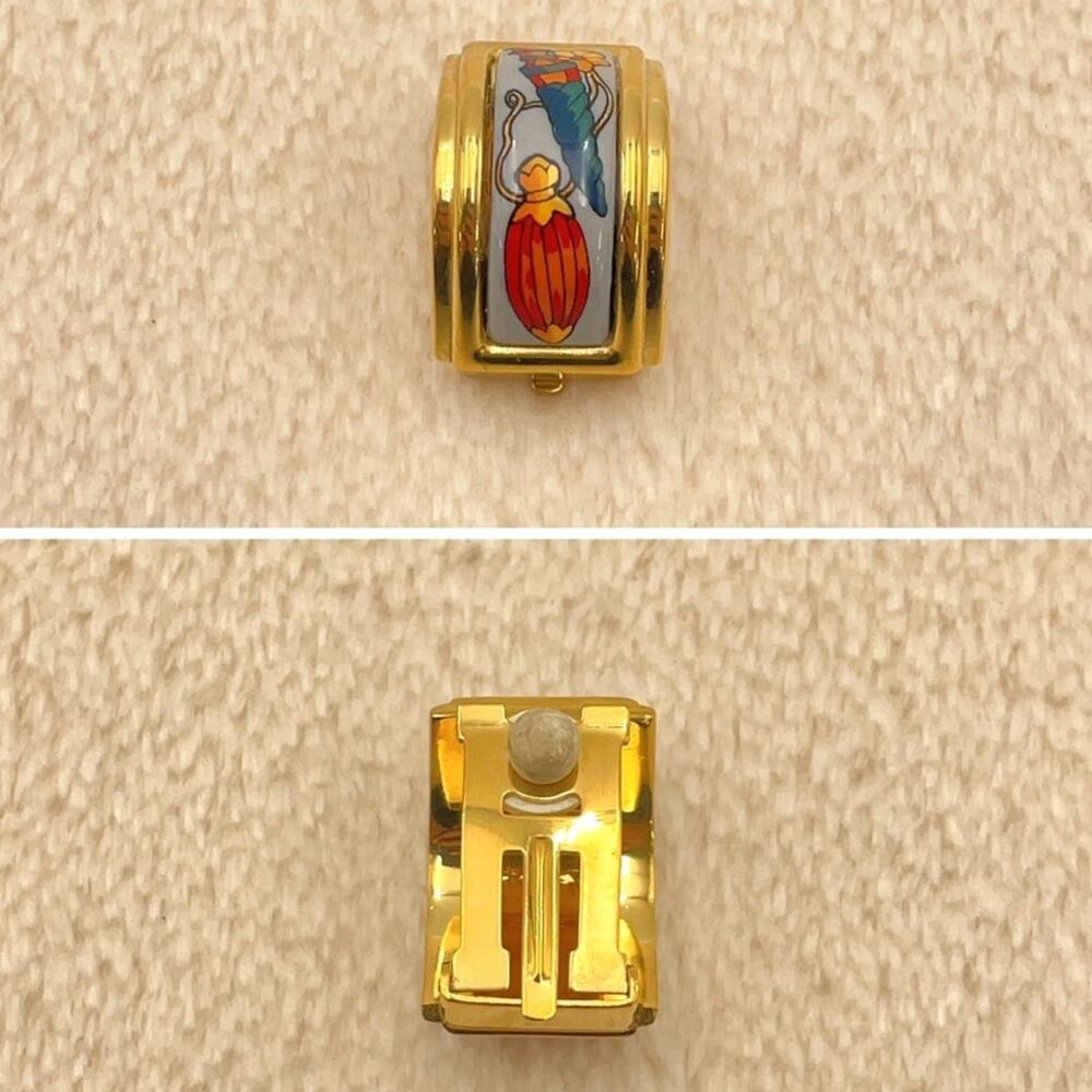 Hermes GD Enamel Earrings Perfume Bottle pattern W/Box - Picture 12 of 16
